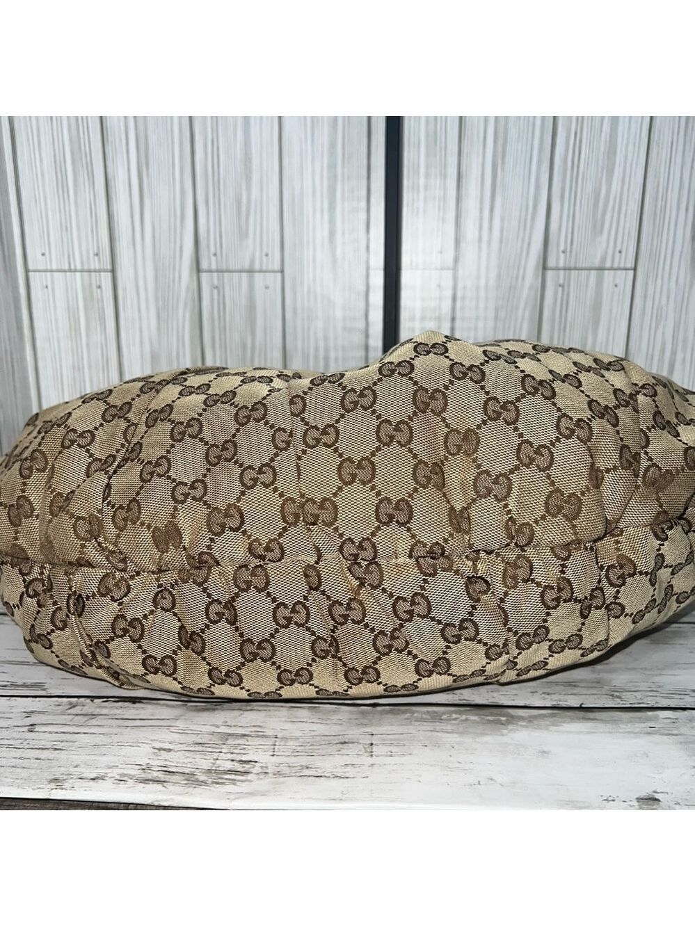 Gucci Sukey Large Tote Bag | GG Monogram Canvas with Leather Trim & Stud Details - Picture 11 of 16